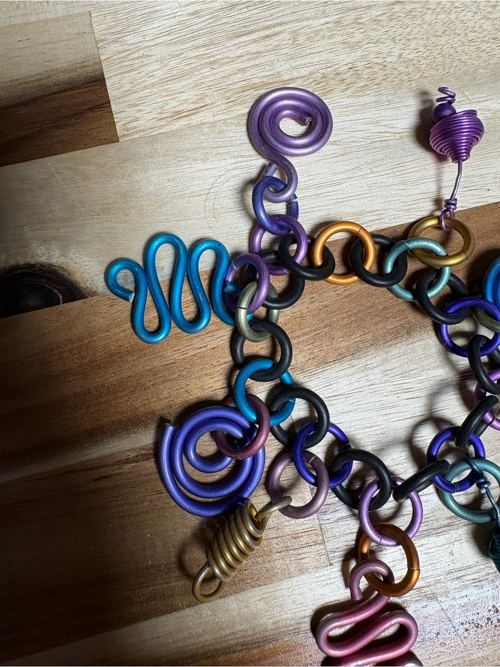David Spada Vintage Modernist Space Age Multicolor Spiral Charm Bracelet - Picture 4 of 6